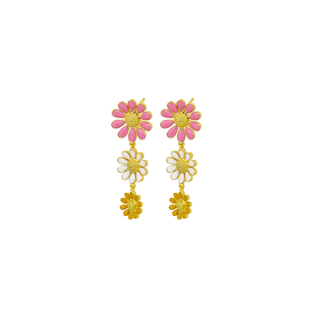 Daisy Drop Earrings - Pink