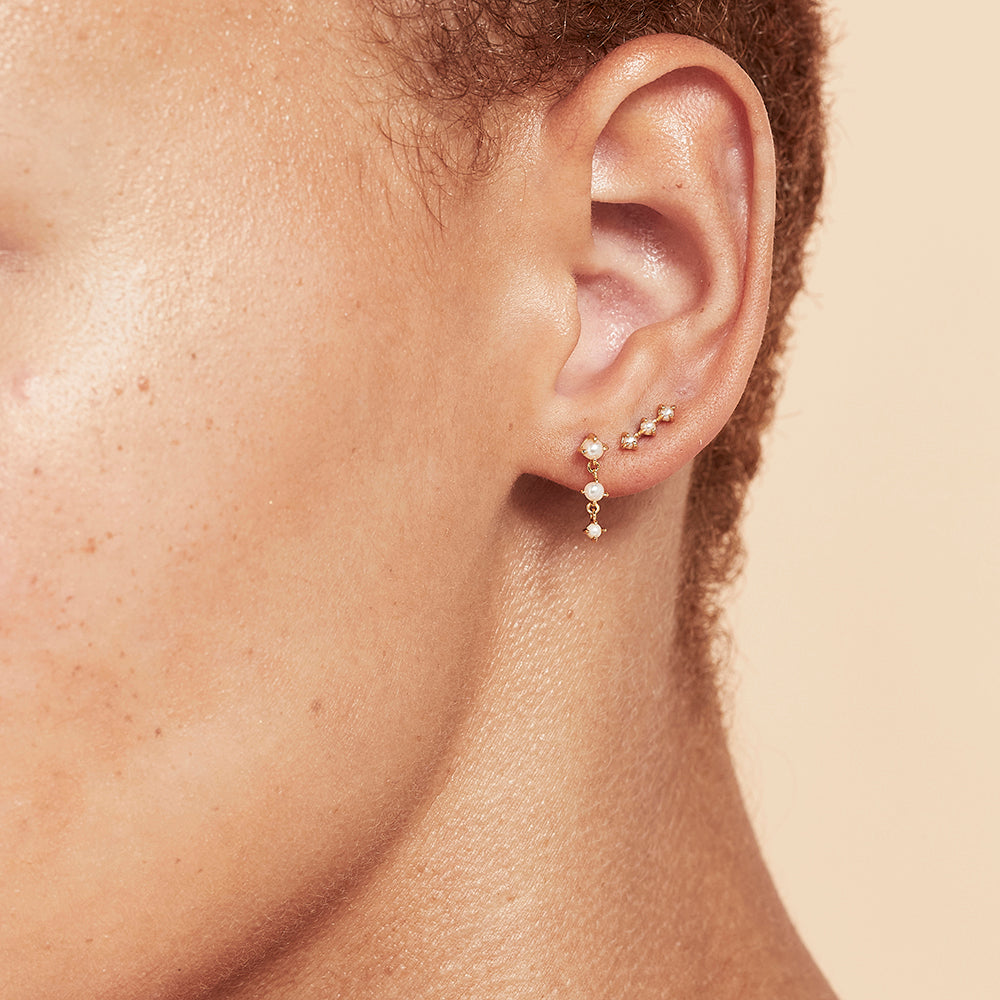 
                  
                    Tabby Sterling Silver Earrings - 18K Gold + Pearl
                  
                