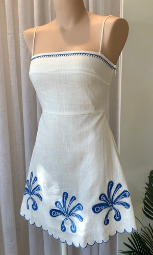 
                  
                    Delilah Mini Dress | White/Blue
                  
                