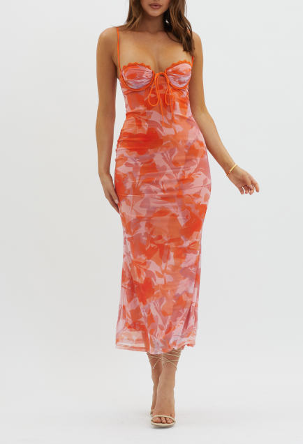 Georgina Bralette Midi Dress | Orange