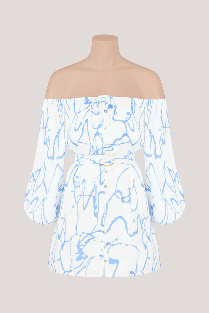 Capri Mini Dress | Blue/White