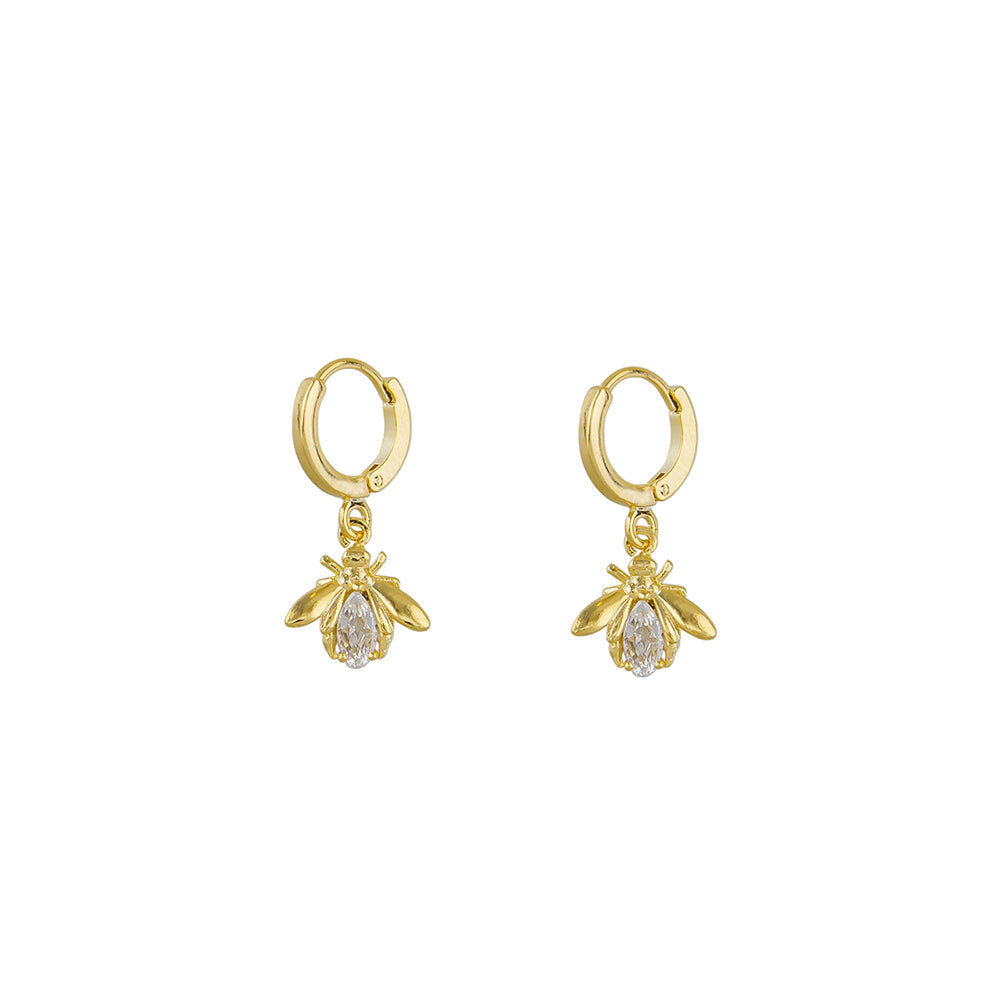 Crystal Bee Earrings - Gold