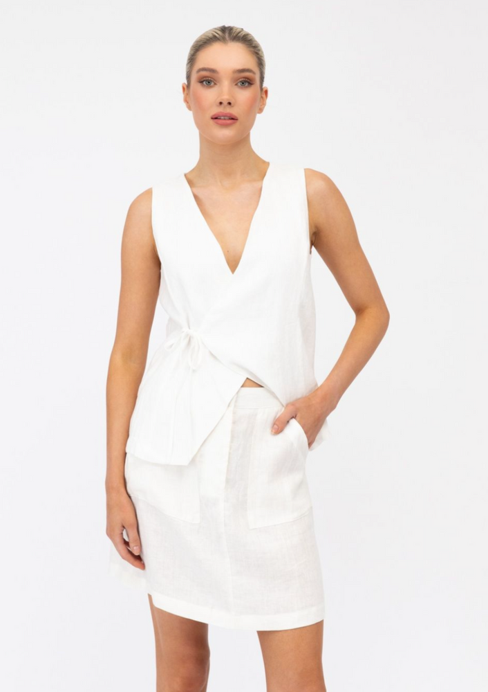 
                  
                    Wrapped Up Linen Vest Top | White
                  
                