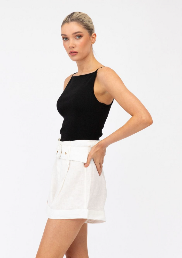 
                  
                    Yasmine Linen Shorts | White
                  
                